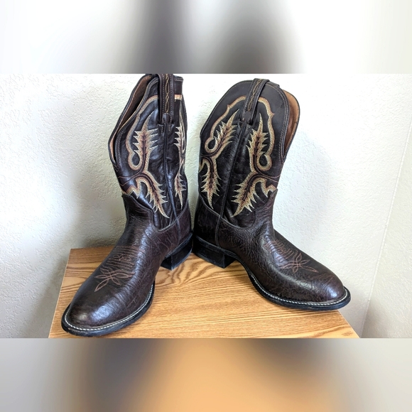 Tony Lama Men's Shrunken Shoulder Brown Leather Cowboy Boots CT2032 Size 8.5 D - Picture 1 of 13